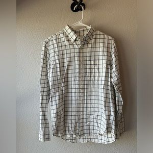 Uniqlo off white button down shirt with blue check pattern. Super soft! Men’s XS